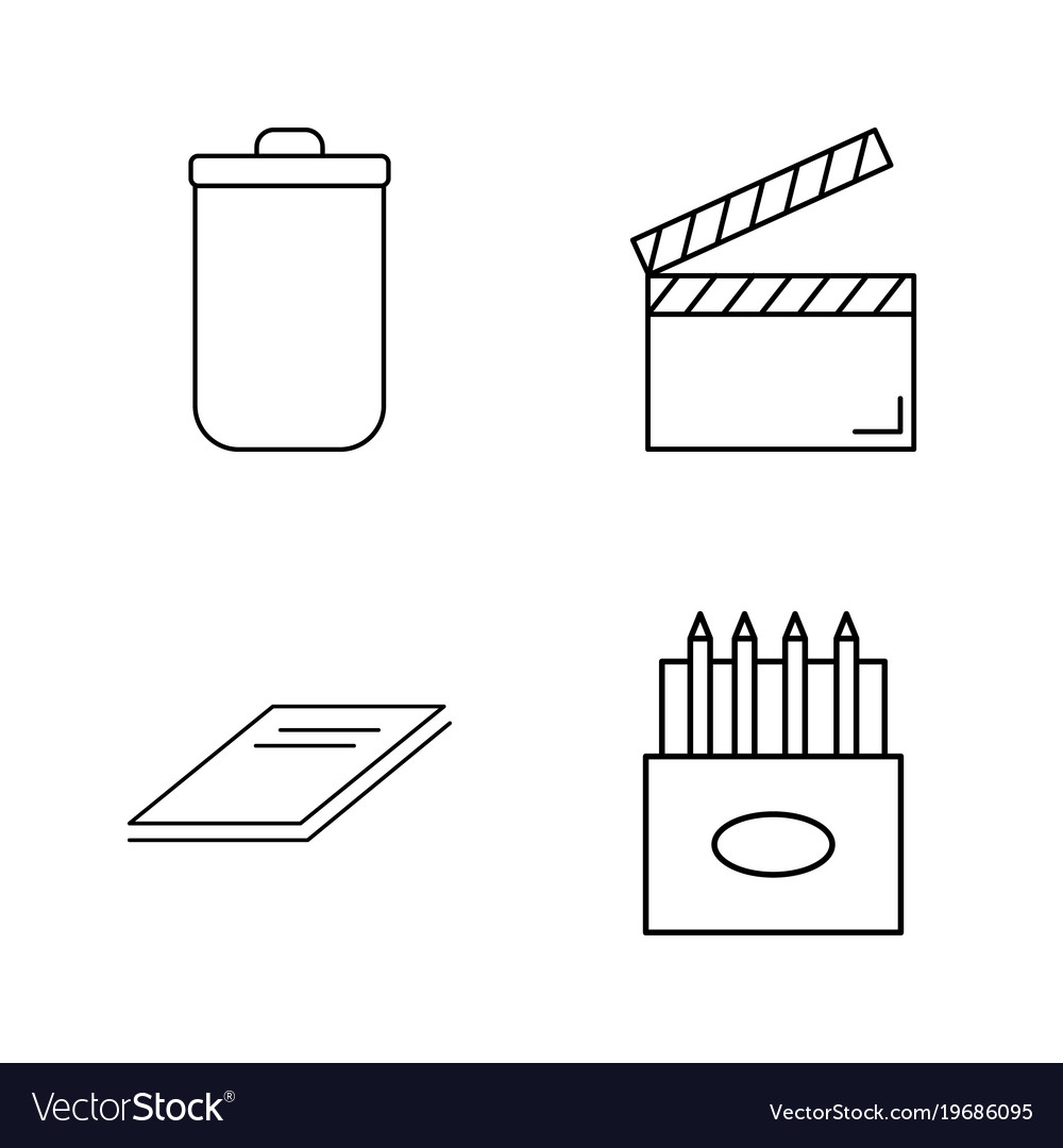 Office simple linear outline icon set
