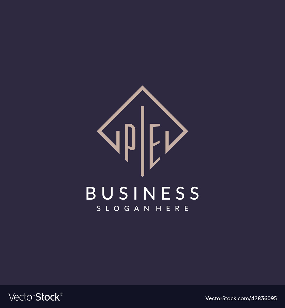 Pe initial monogram logo with rectangle style Vector Image Pe initial monogram logo with rectangle style