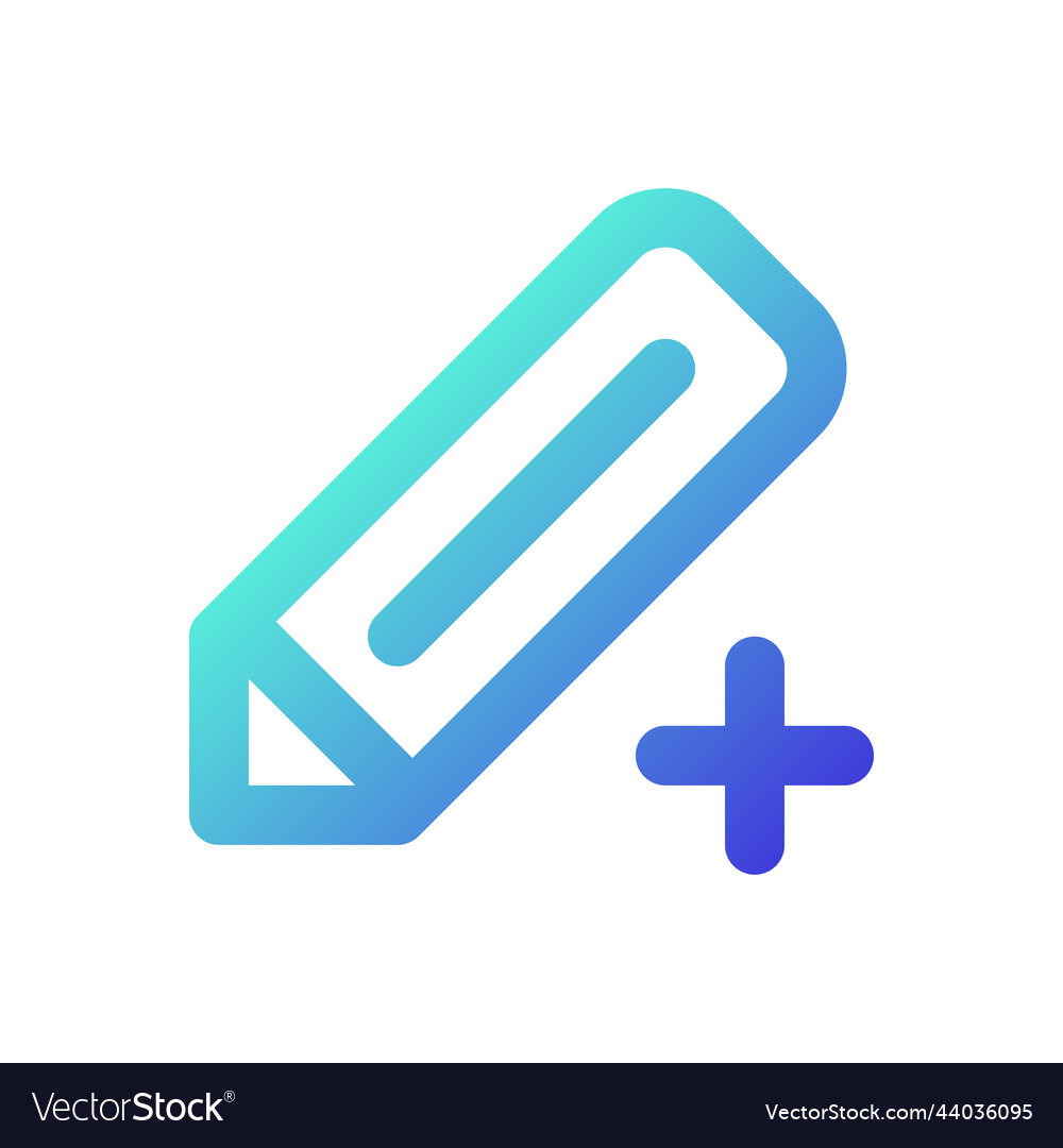 Pencil and plus pixel perfect gradient linear ui vector image Pencil and plus pixel perfect gradient linear ui