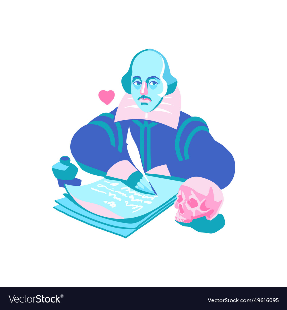 Portrait Of William Shakespeare Famous English Vector Image