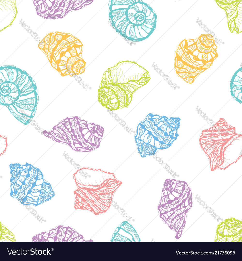 Seamless pattern from colorful seashell