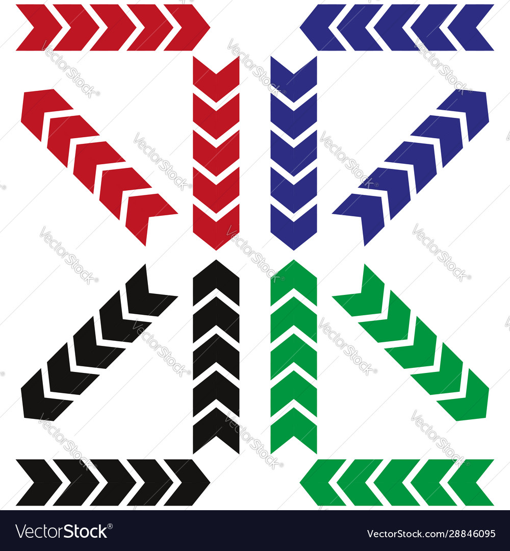 Set arrows directions in red blue green black