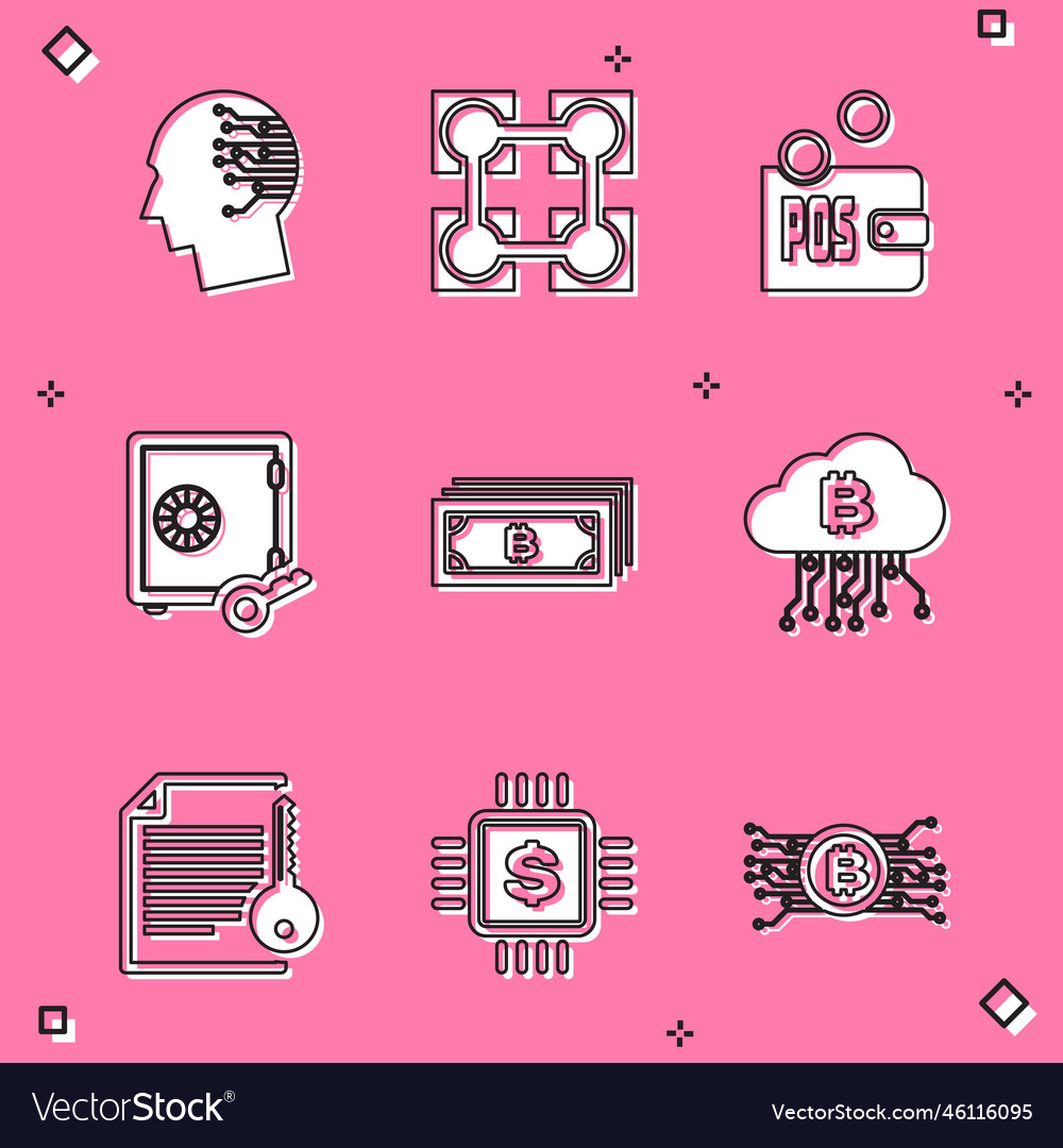 Set brain as digital circuit board blockchain vector image Set brain as digital circuit board blockchain