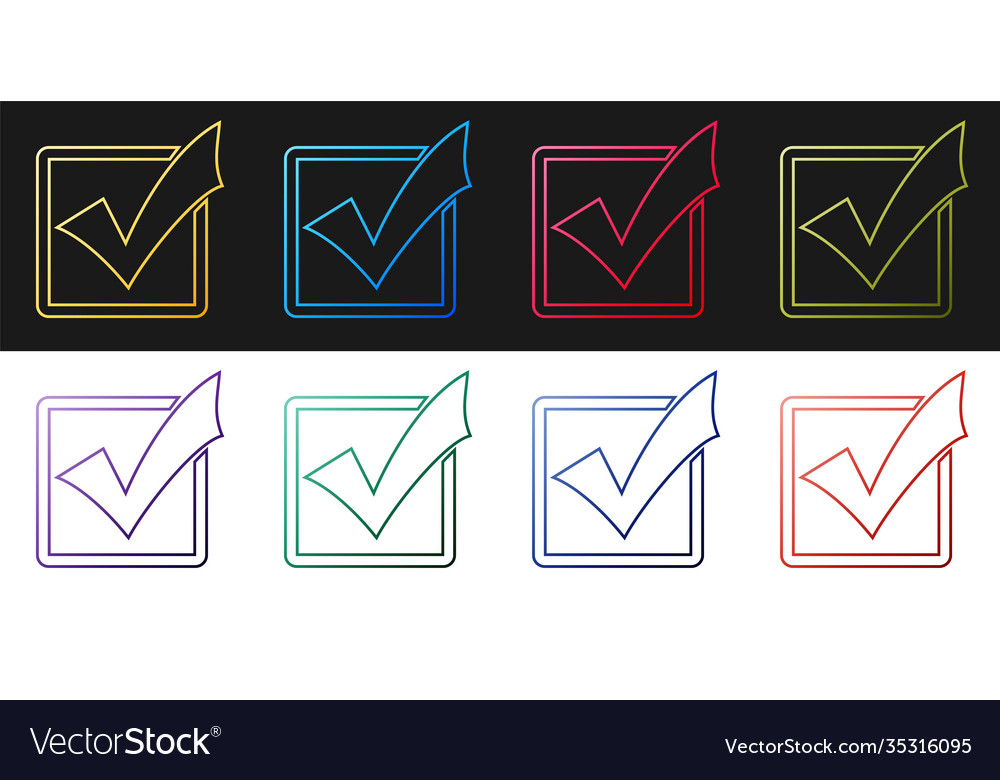 Set check mark in a box line icon isolated vector image Set check mark in a box line icon isolated