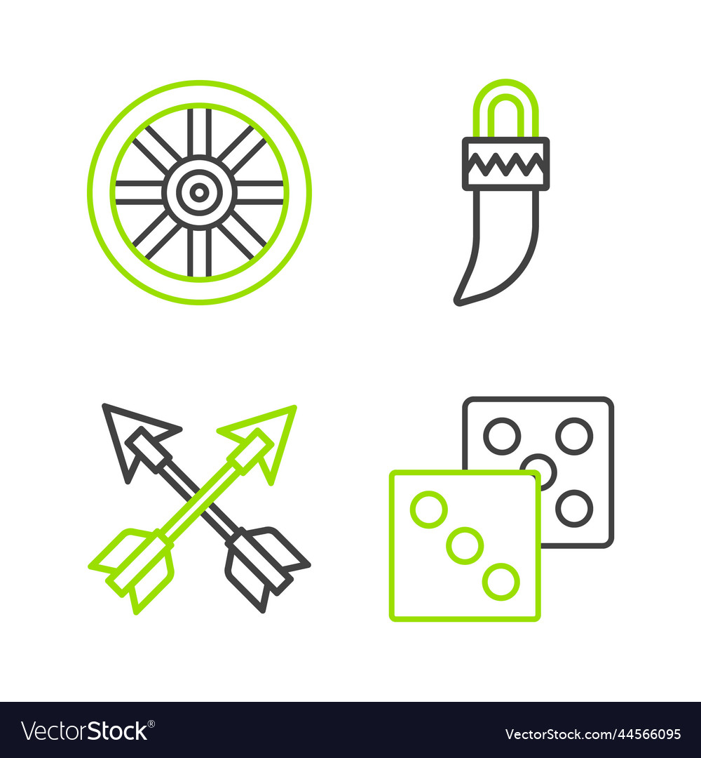 Set line game dice crossed arrows tooth and old Vector Image Set line game dice crossed arrows tooth and old