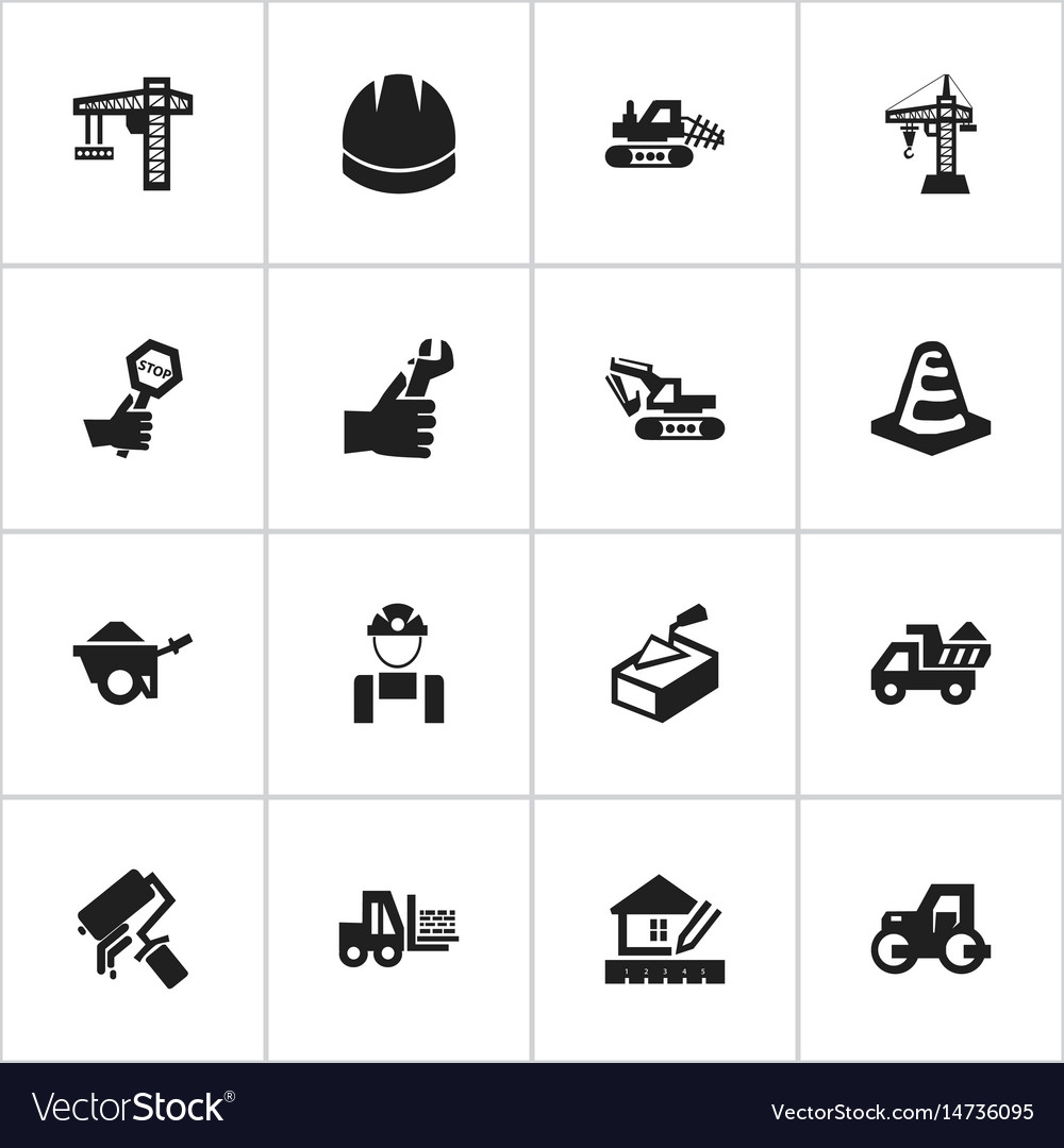 Set of 16 editable building icons includes