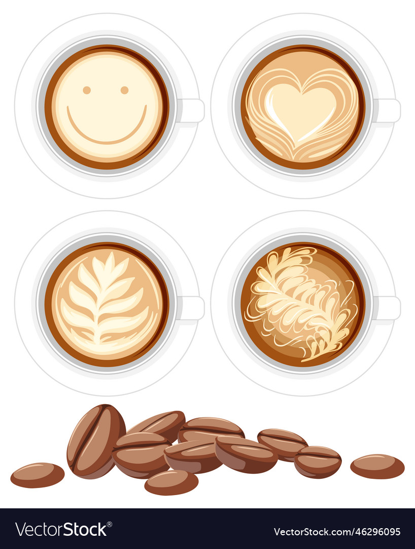Set of coffee object isolated