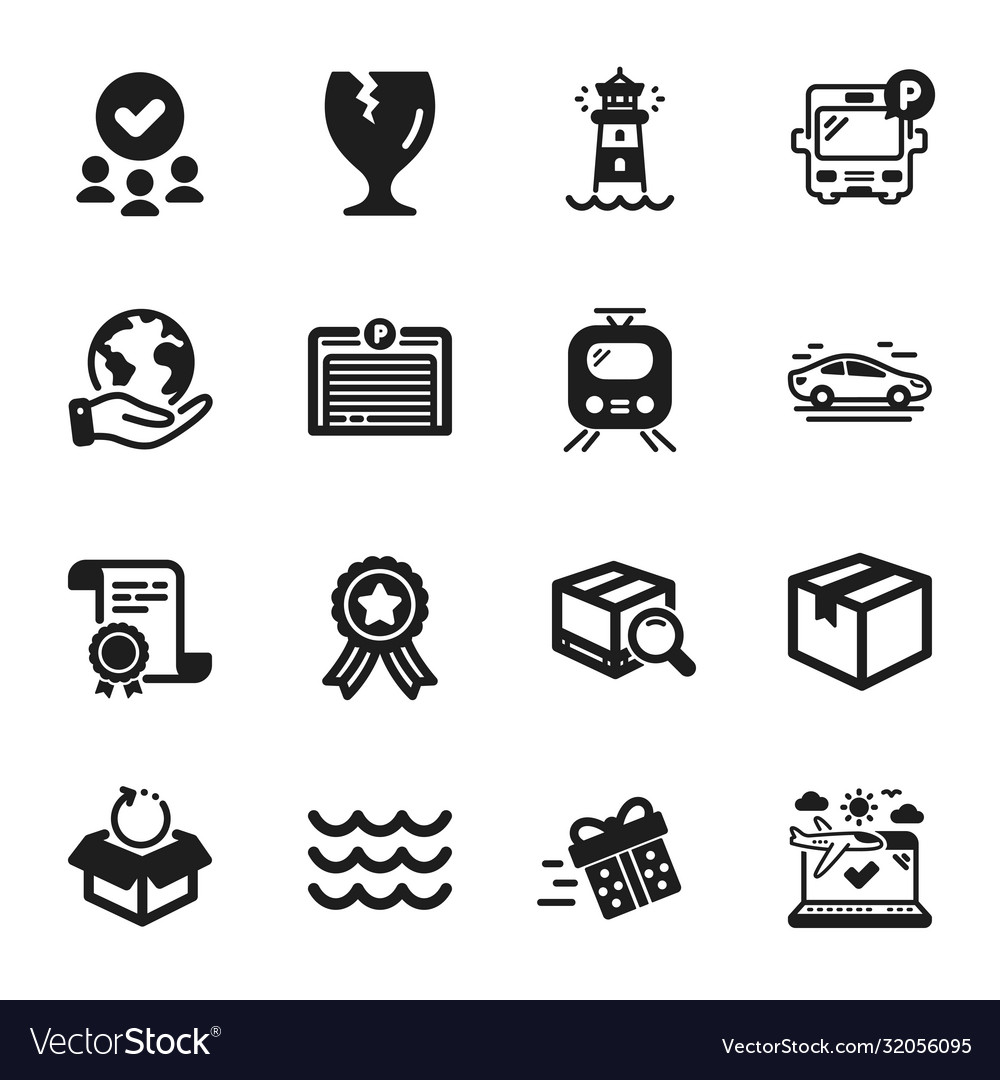 Set transportation icons such as fragile