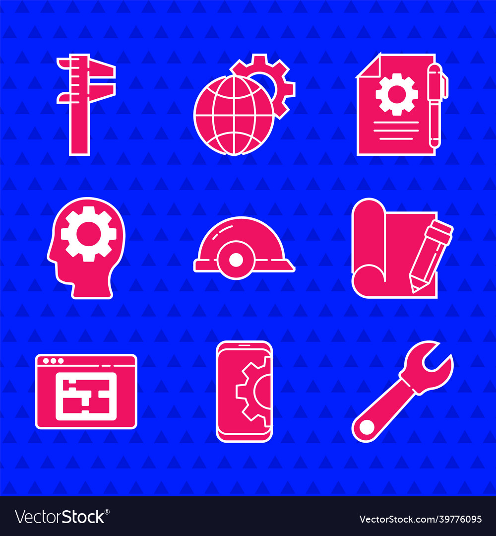 Set worker safety helmet setting on smartphone vector image Set worker safety helmet setting on smartphone