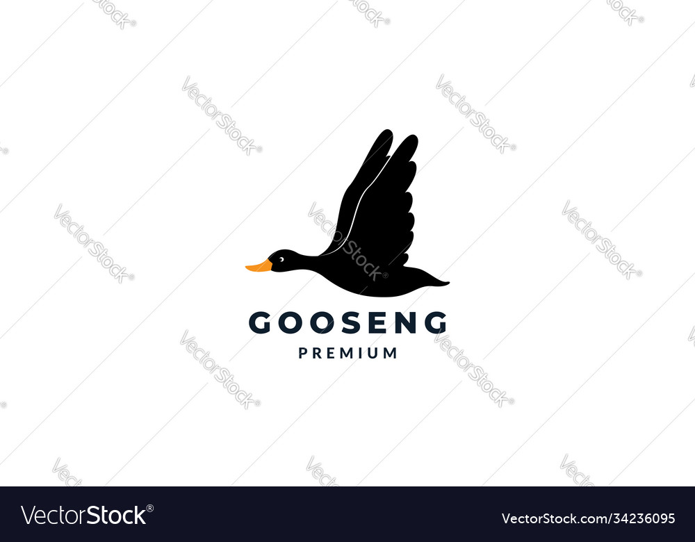 Silhouette goose or swan modern logo icon design