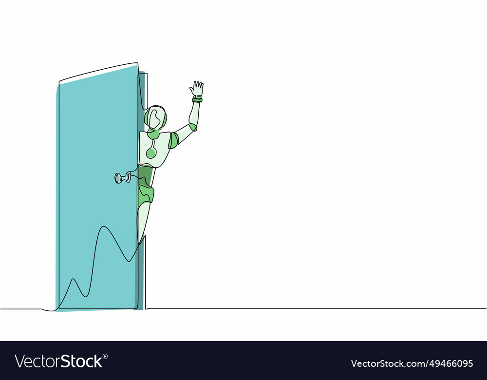 Single continuous line drawing robots peeking