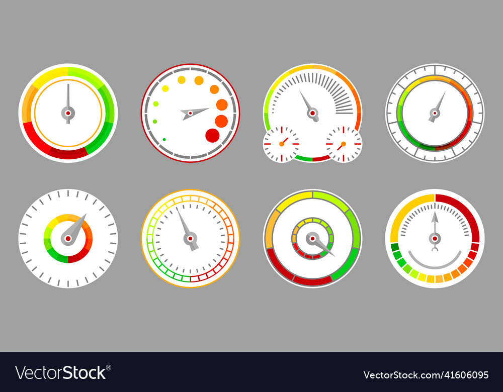 Speedometer interface dashboard indicator flat set