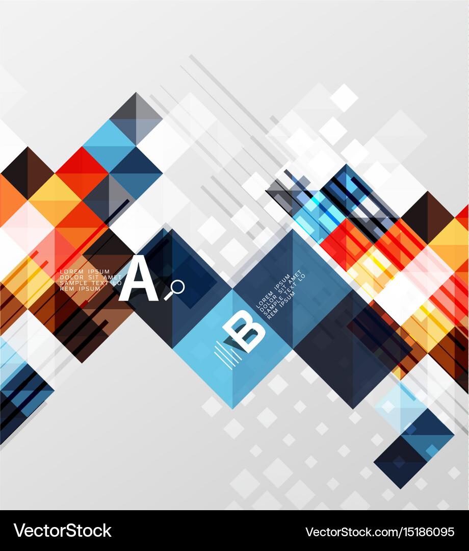 Square elements on gray abstract background Vector Image