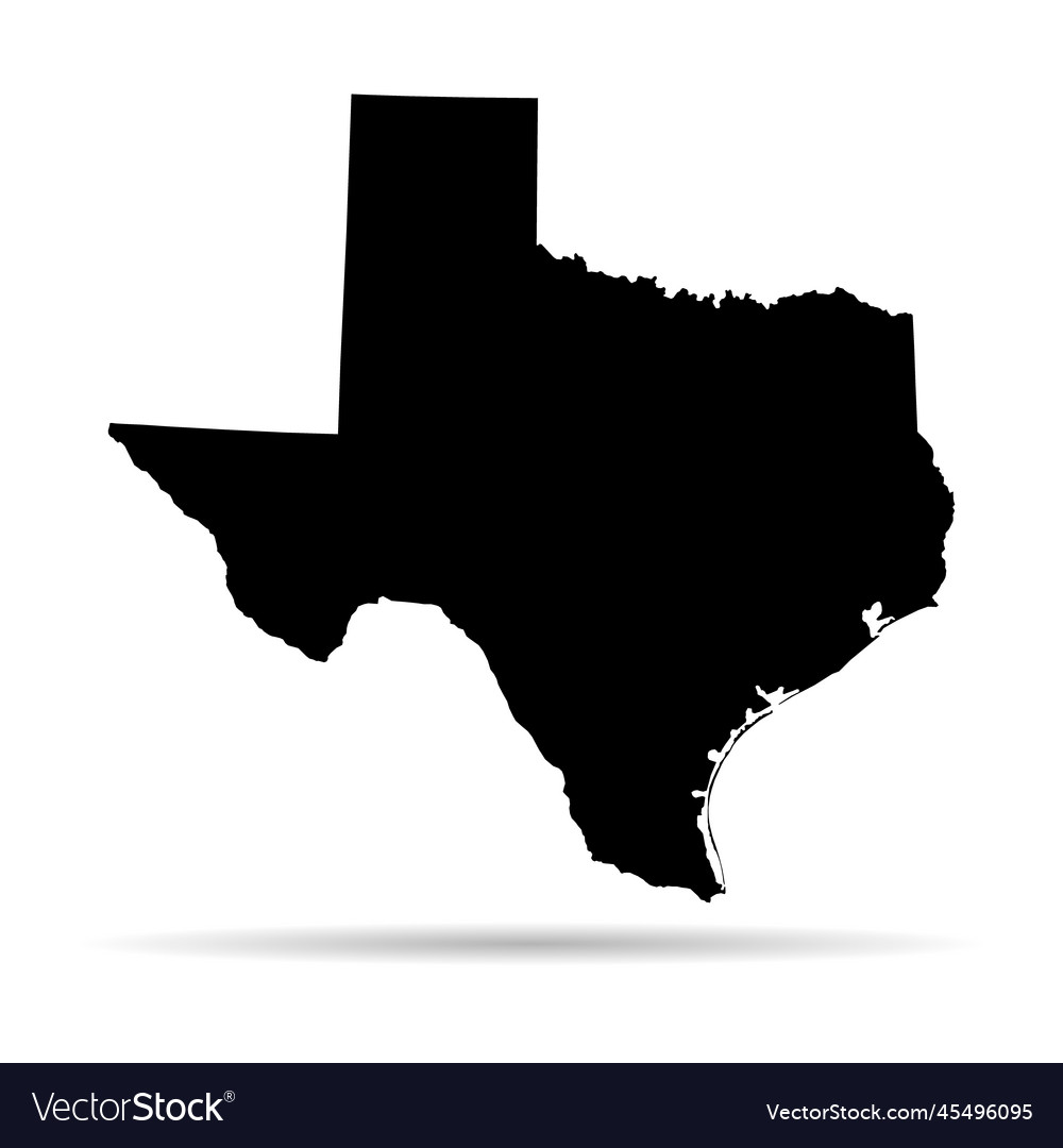 Texas map shape united states of america flat