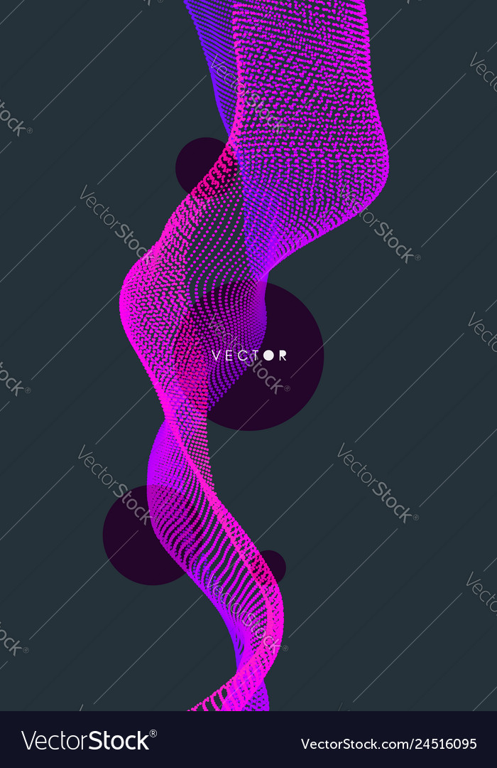Wave background abstract 3d technology grid vector image Wave background abstract 3d technology grid