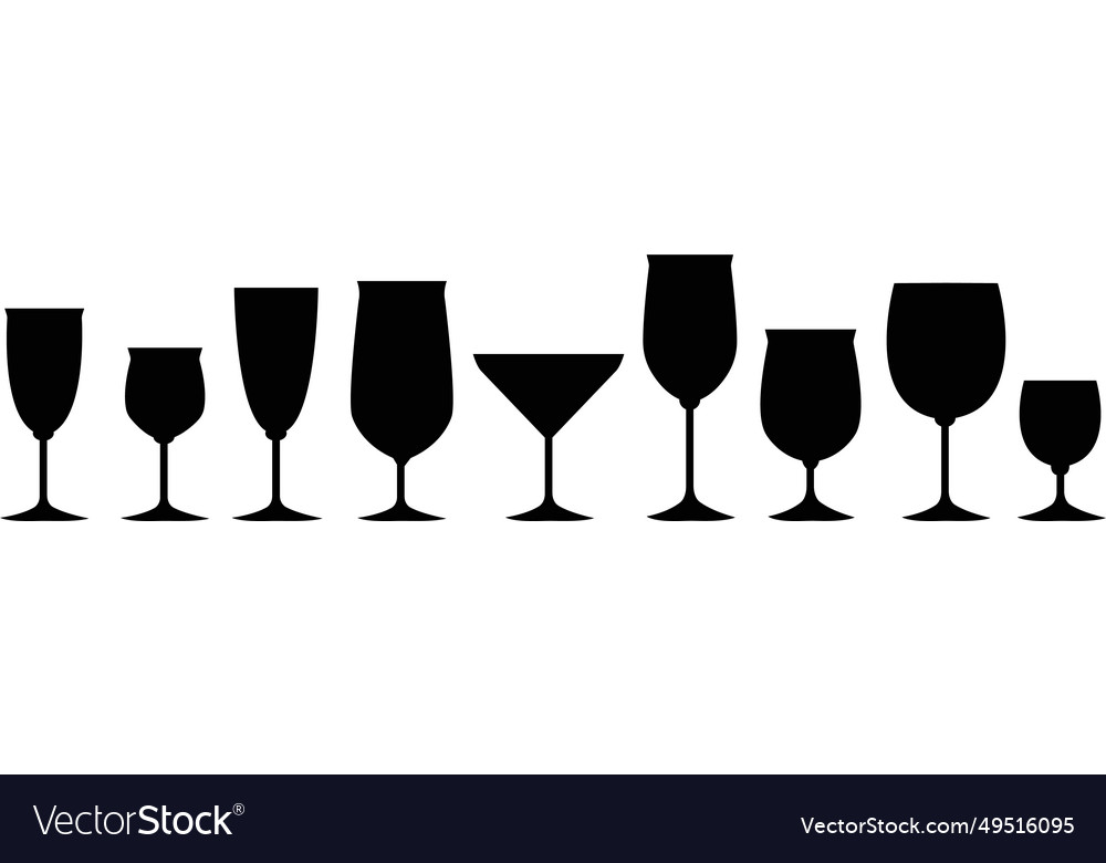 Wine Glasses Icons Set Simple Symbol Of Bar Vector Image