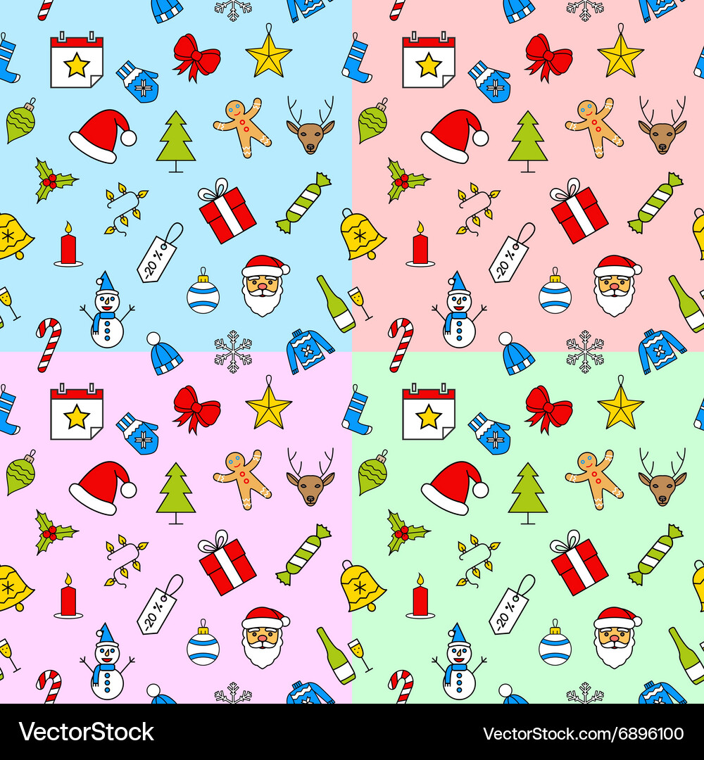 Christmas seamless patterns set Royalty Free Vector Image