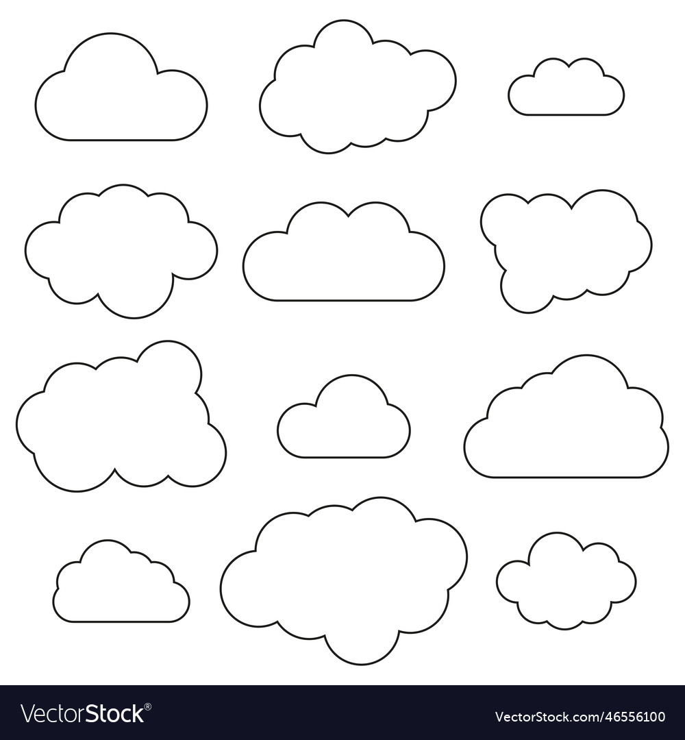 Clouds outlines in line art style simple vector image Clouds outlines in line art style simple