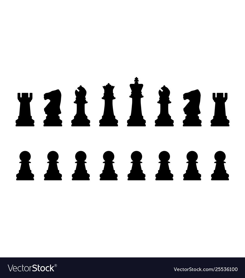 Editable silhouettes a set standard chess Vector Image