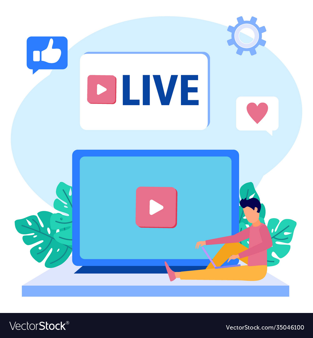 Graphic cartoon character live streaming Vector Image