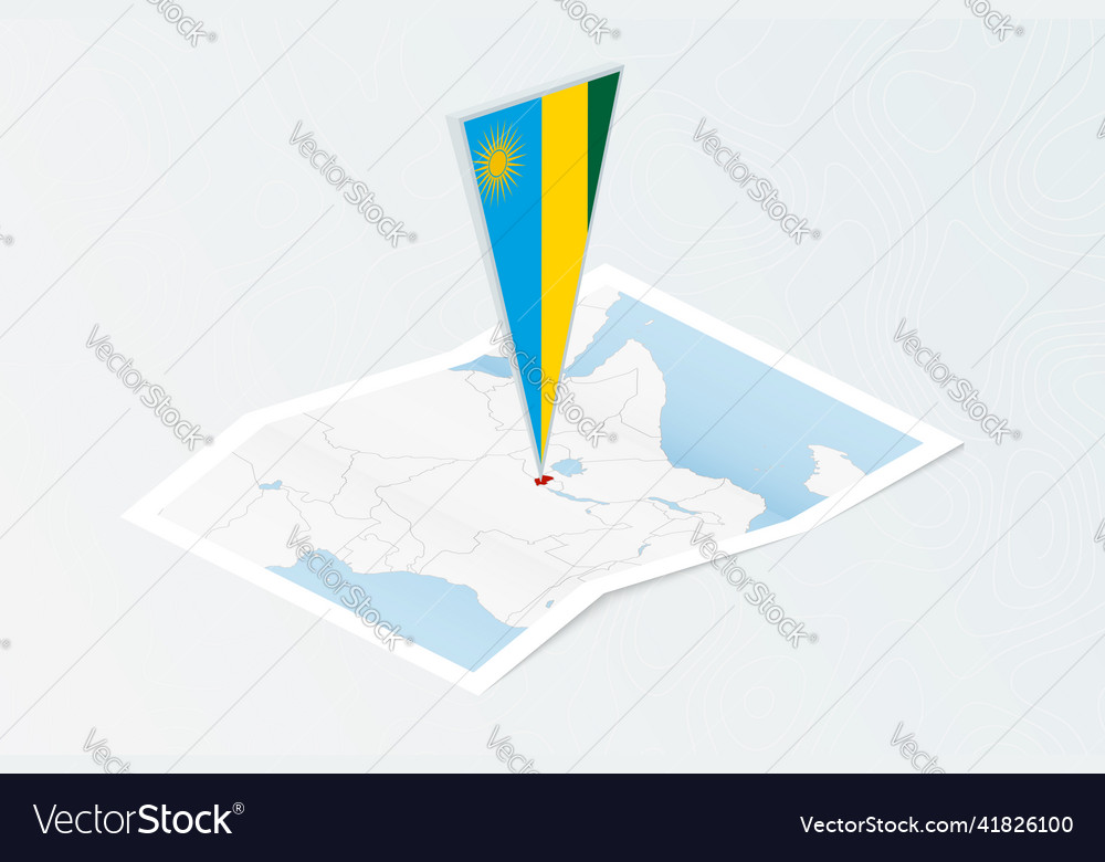 Isometric paper map of rwanda with triangular