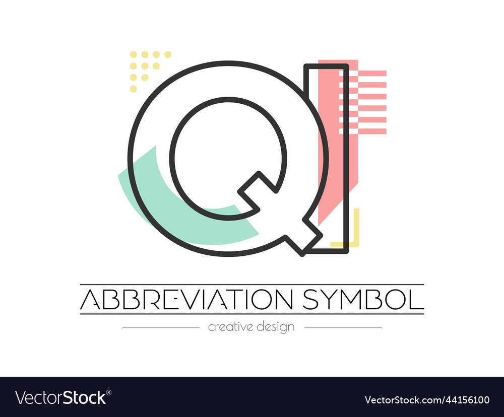 Letters q and i merging of two initials vector image Letters q and i merging of two initials
