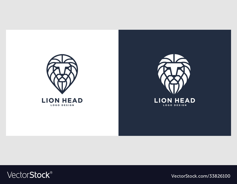 Lion head mono line logo Royalty Free Vector Image