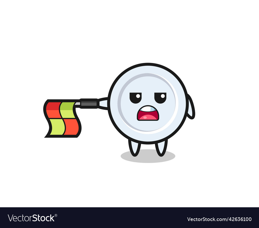 Plate character as line judge hold the flag