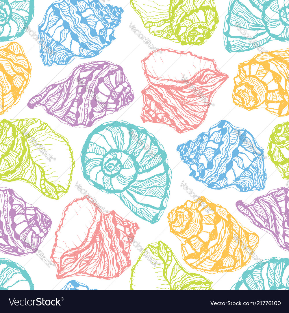 Seamless pattern from colorful seashell