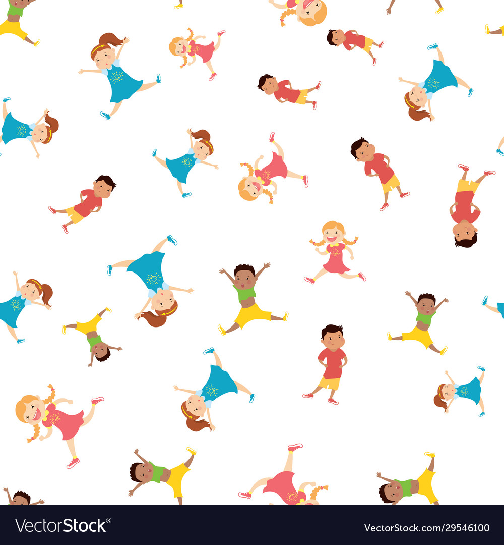 Seamless pattern with cartoon kids