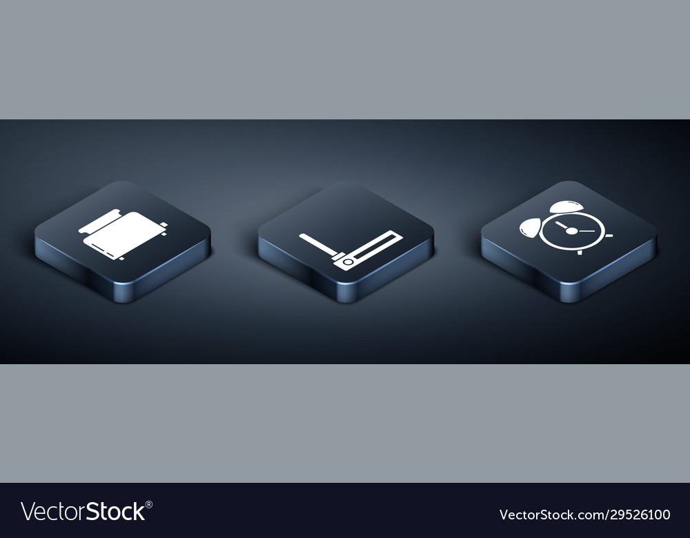 Set isometric toaster with toasts alarm clock vector image Set isometric toaster with toasts alarm clock