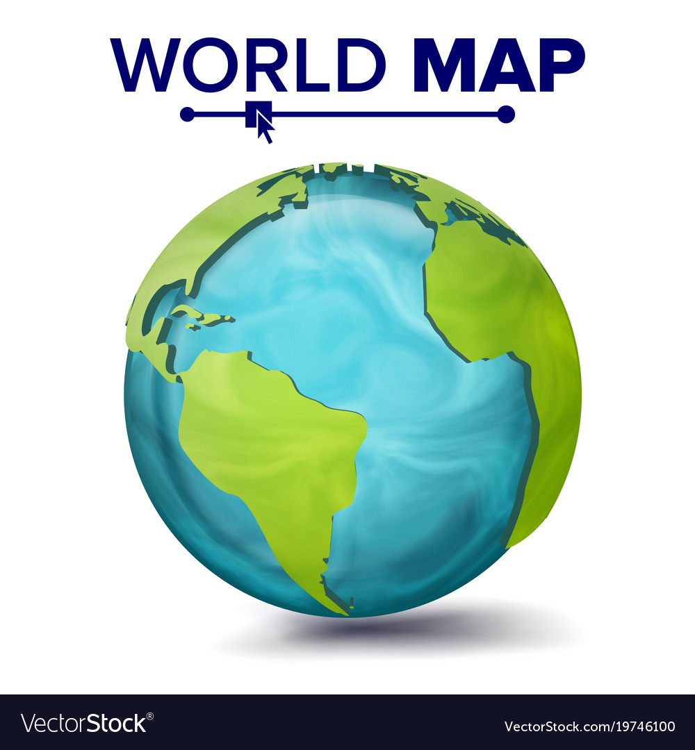 Download World map 3d planet sphere earth Royalty Free Vector Image