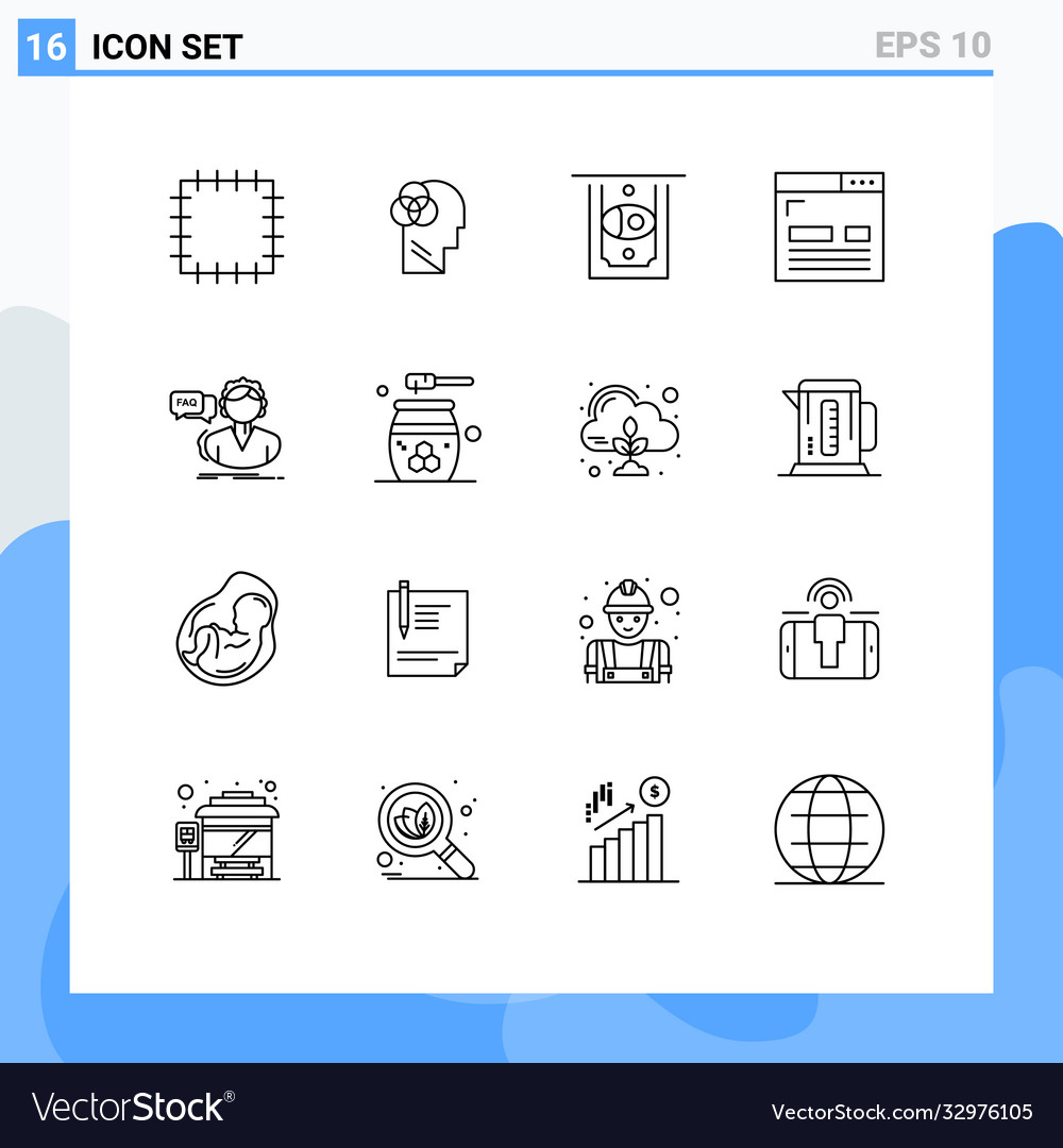 16 universal outlines set for web and mobile