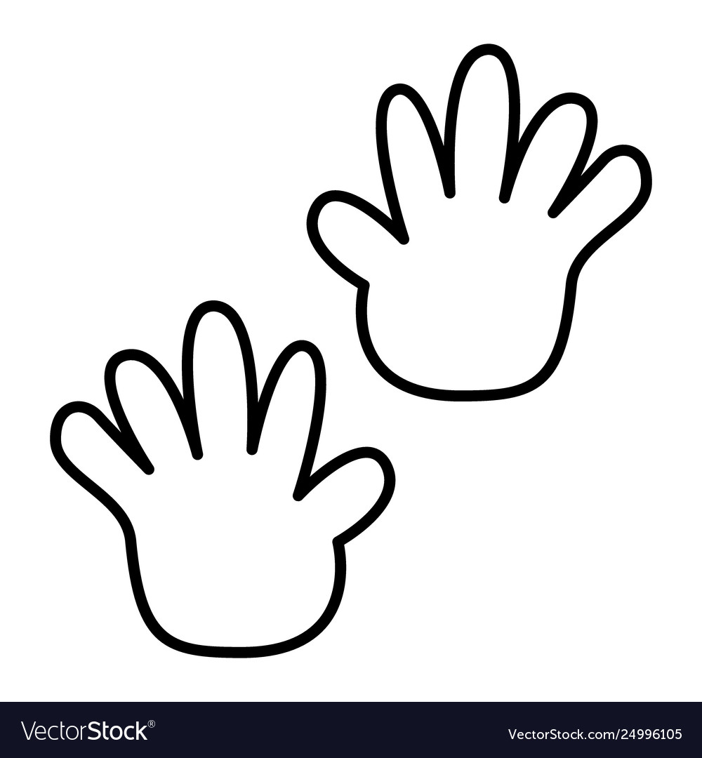 Baby hands thin line icon hand prints Royalty Free Vector