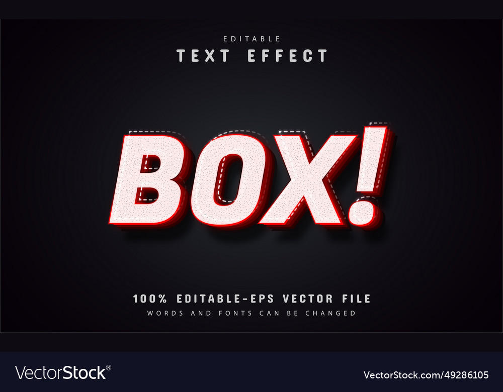 Box text red 3d effect editable Vector Image Box text red 3d effect editable