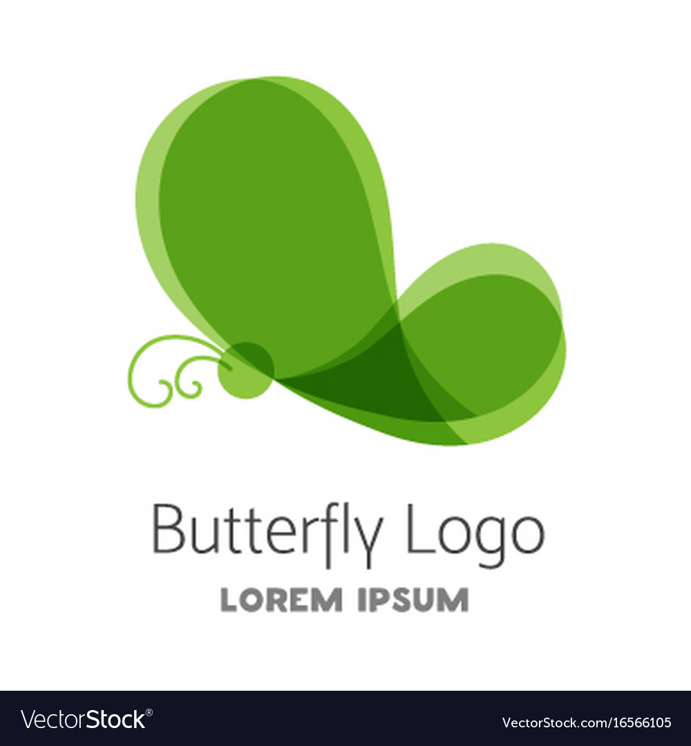 Colorful green butterfly logo template Royalty Free Vector