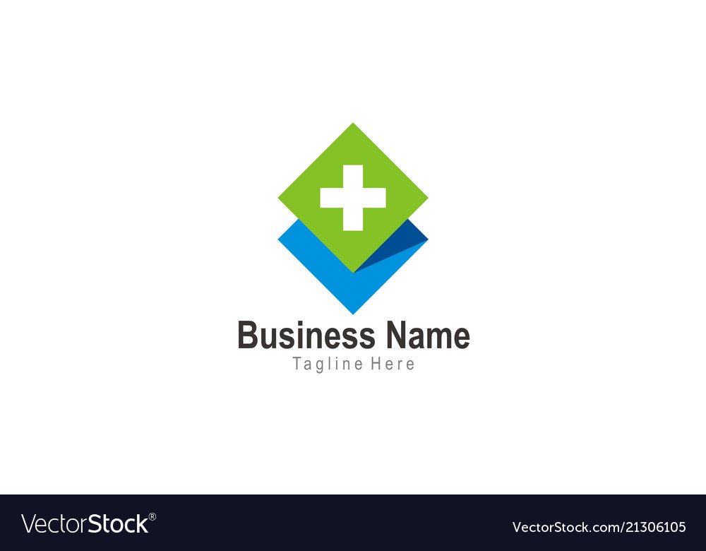 Cross hospital square logo Royalty Free Vector Image