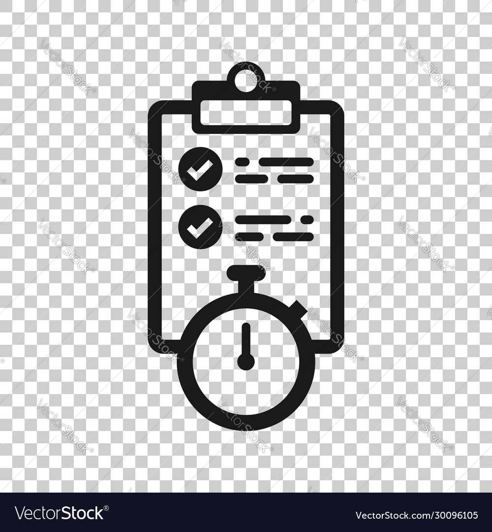 Document witch clock icon in flat style checklist