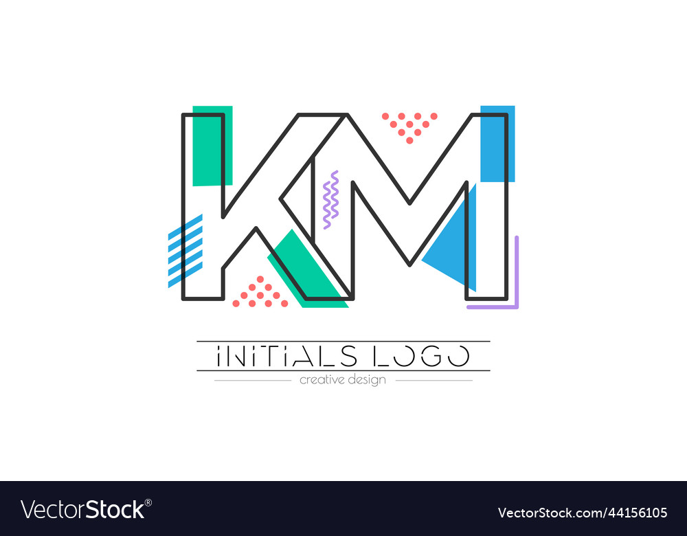 Letters k and m merging of two initials vector image Letters k and m merging of two initials