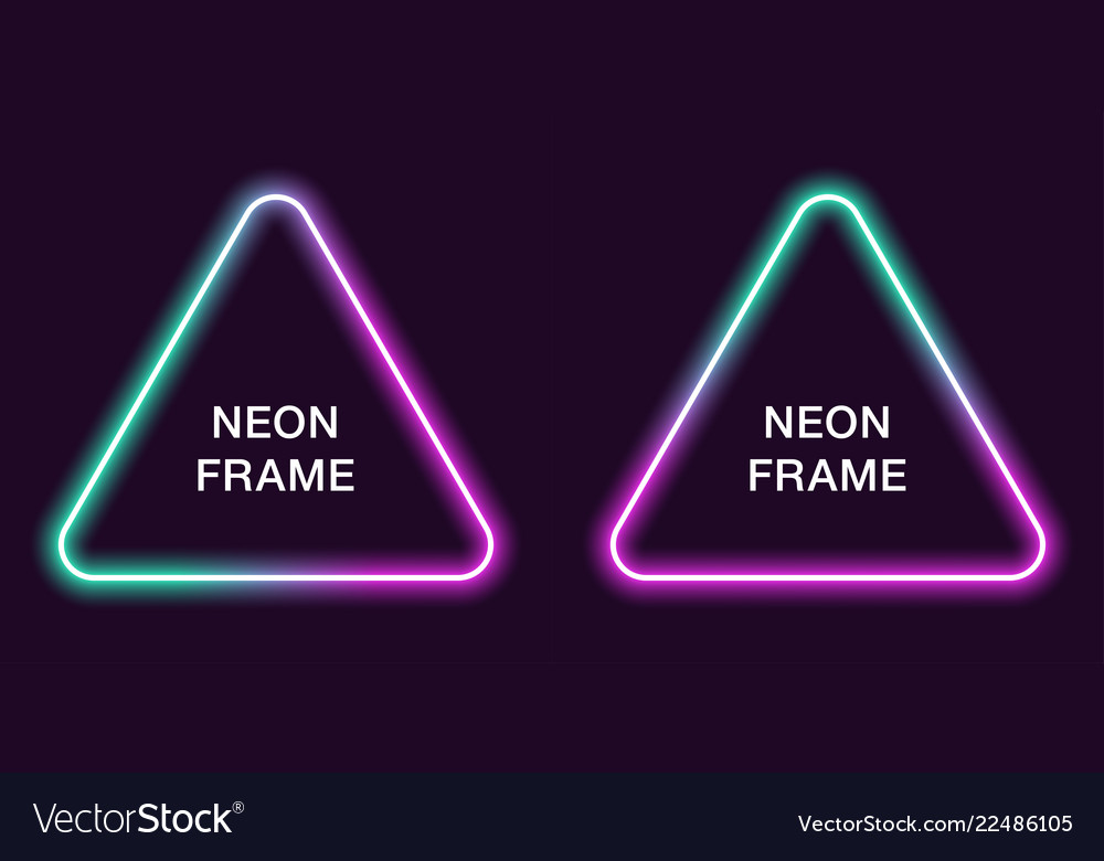 Neon frame in triangular shape template vector image Neon frame in triangular shape template