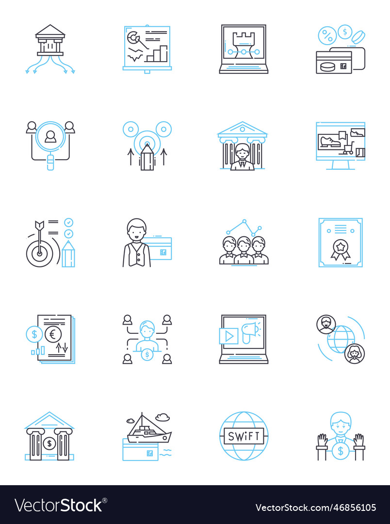 Pie chart budgeting linear icons set allocation