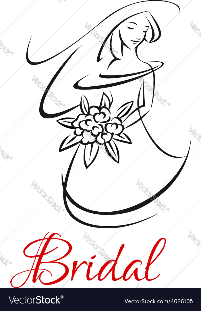 Pretty Bride In Wedding Invitation Template Vector Image