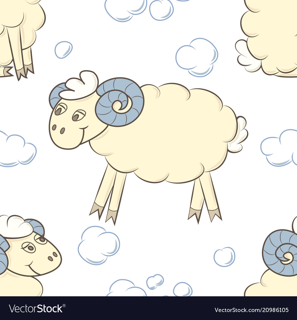 Seamless pattern background with sheep vector image Seamless pattern background with sheep