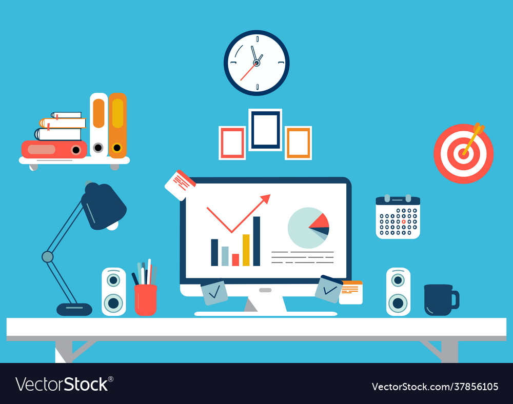 Set flat design elements workspace