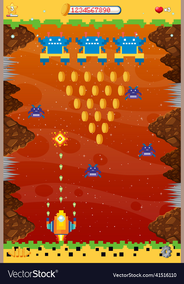 8-bit space game interface vector image 8-bit space game interface