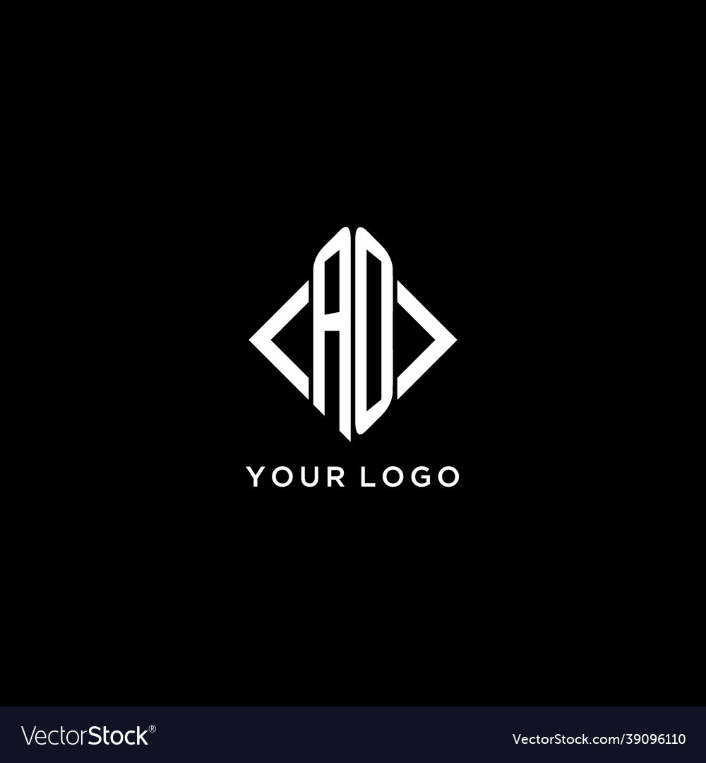 Ao initial monogram with rhombus shape logo design