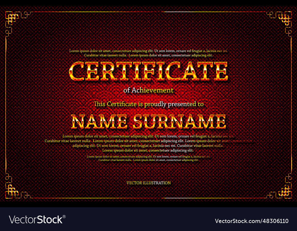 Certificate template golden letters