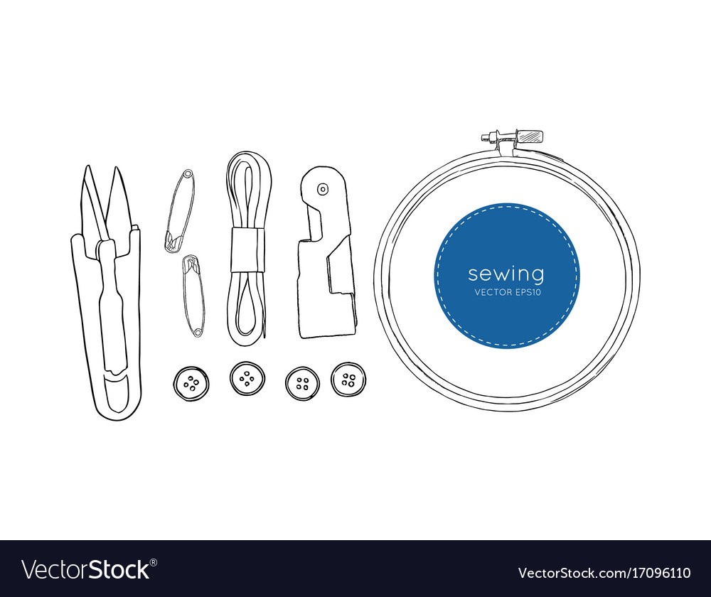 Color set of objects for sewing sketch tool