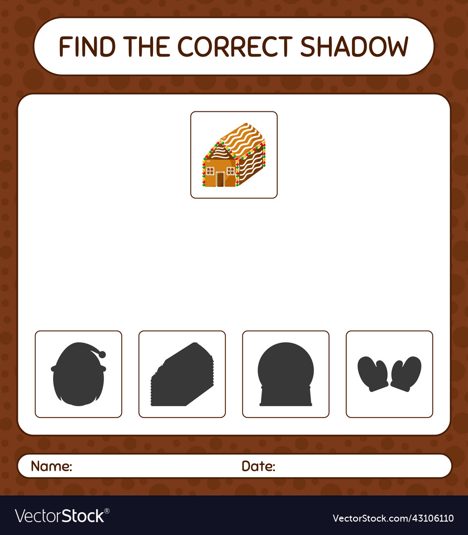Find the correct shadows game with gingerbread vector image Find the correct shadows game with gingerbread