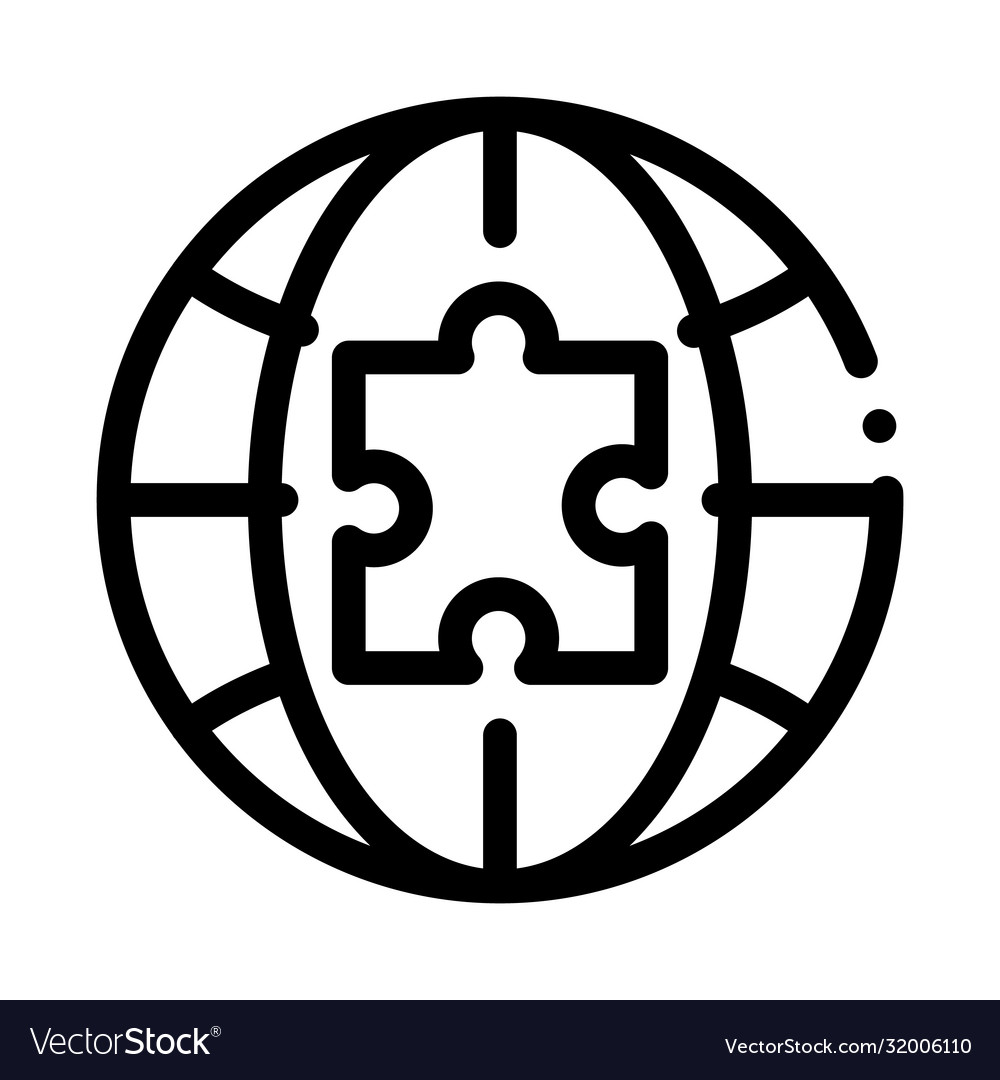 Globe puzzle piece icon outline Royalty Free Vector Image